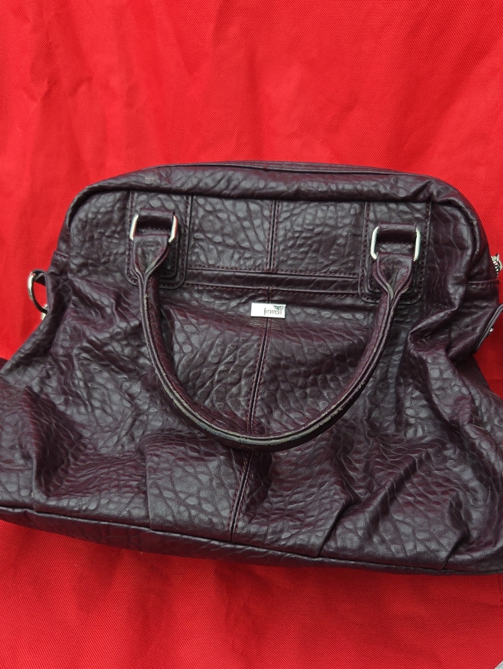 Plum Textured Satchel Handbag